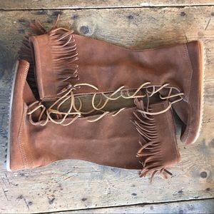 Minnetonka Moccasin Knee High Boot in Brown 8/8.5